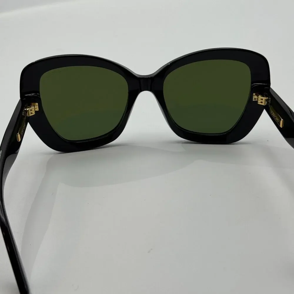 Tom Ford Sunglasses Icon TF1279 01N Black Butterfly Frame Green Lens 55mm New